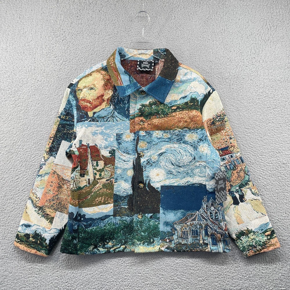 Rebel Vengeance Van Gogh Tapestry Jacket Mens Large Starry Night Wheat Field Art