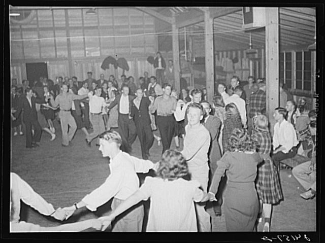 Visalia California 1930s Migrant Camp Dance Folk in Farm Security Camp