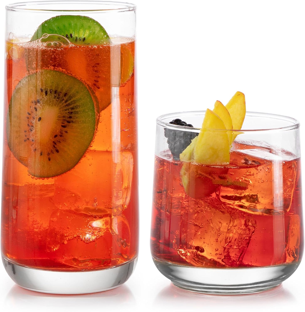Ascent 16-Piece Tumbler and Rocks Glass Set