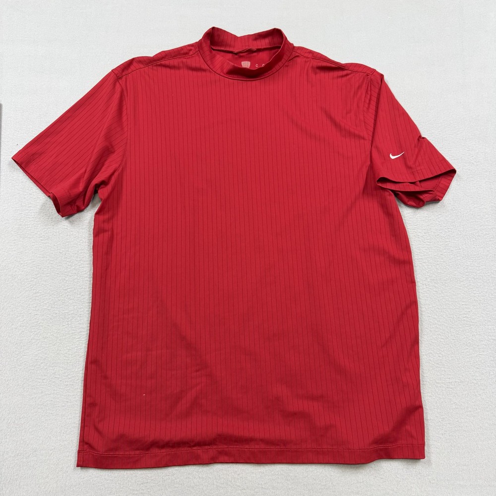 Nike Golf Dri-FIT Shirt Mens XL Red Mock Neck Performance tiger woods adv