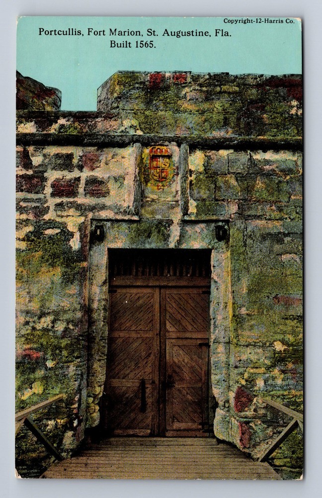 St Augustine FL-Florida Portcullis Fort Marion Vintage Postcard
