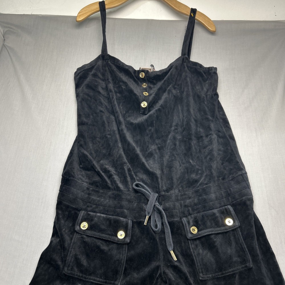Juicy Couture Jumpsuit Women's Black Wide Leg Romper 90s Y2K Large