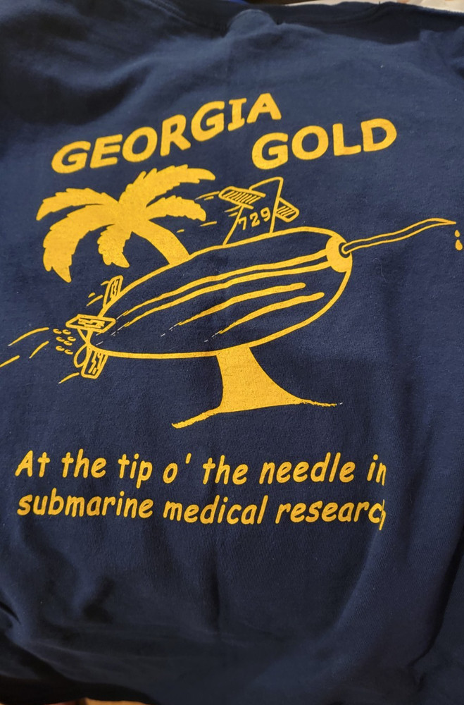 Vintage Used U.S. Navy Submarine Medical Research Navey Blue T Shirt 1984 Medium