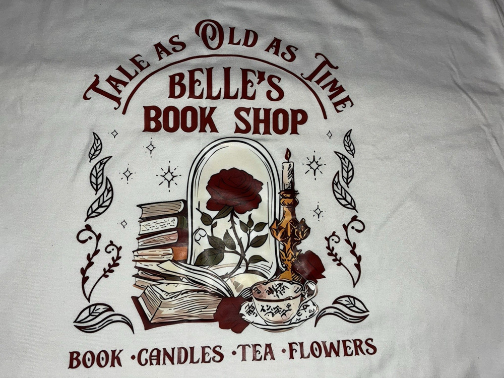 White Belle Books Graphic Print Crew Neck Short Sleeve Cotton Knit T-Shirt, XL
