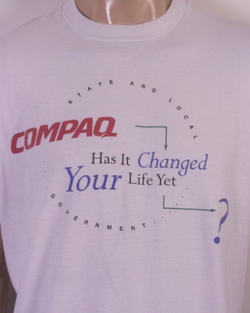 vintage 90s single stitch Compaq T-Shirt Tech Computers PC Desktop SZ XL