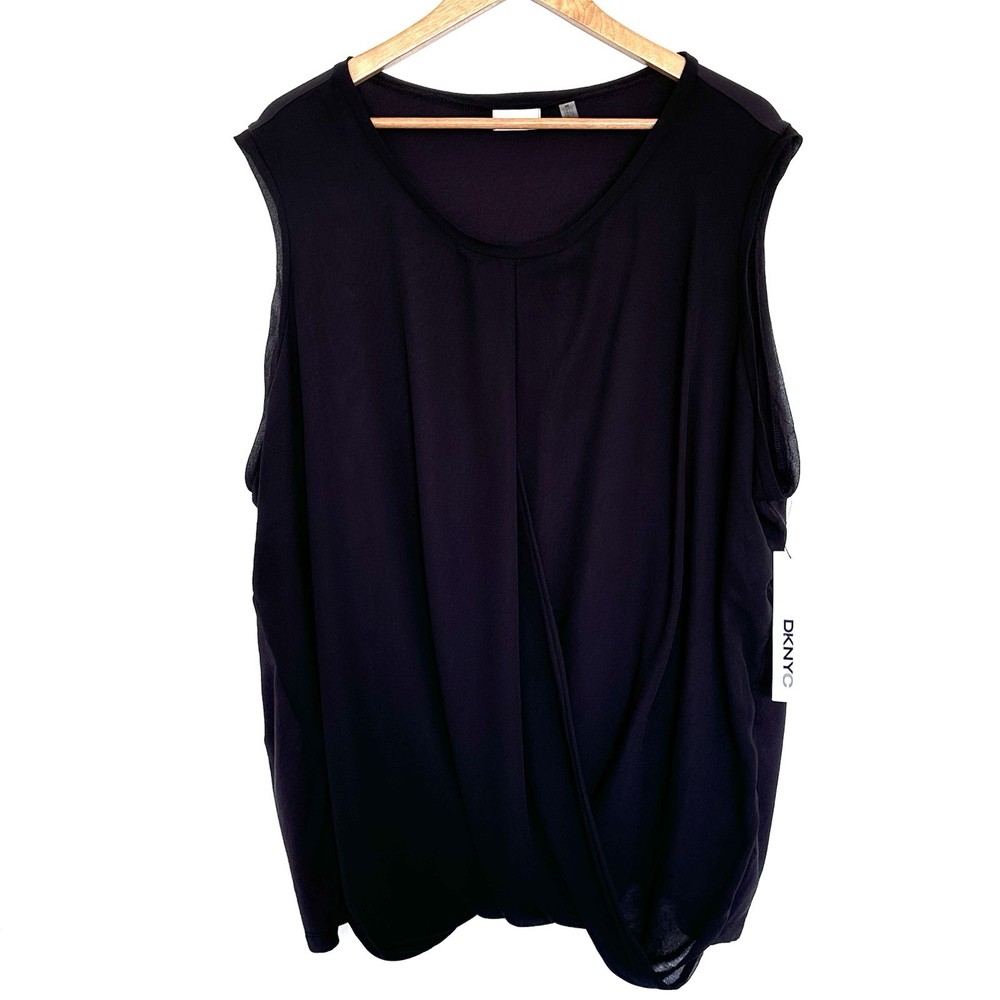 NWT DKNYC Plus Shirt Women’s 3X Black Sleeveless Pullover Top
