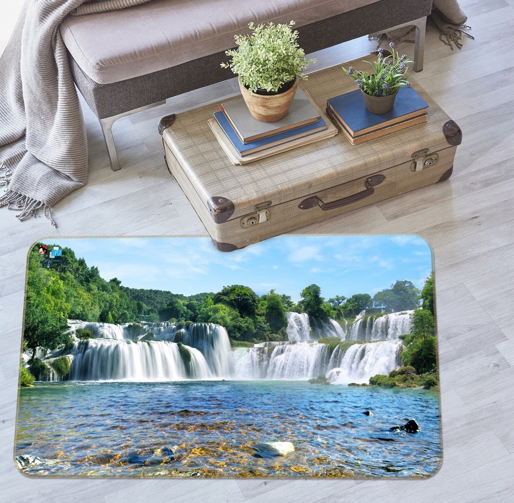3D Green Forest Waterfall O657 Game Rug Mat Elegant Photo Carpet Mat Eve 2023