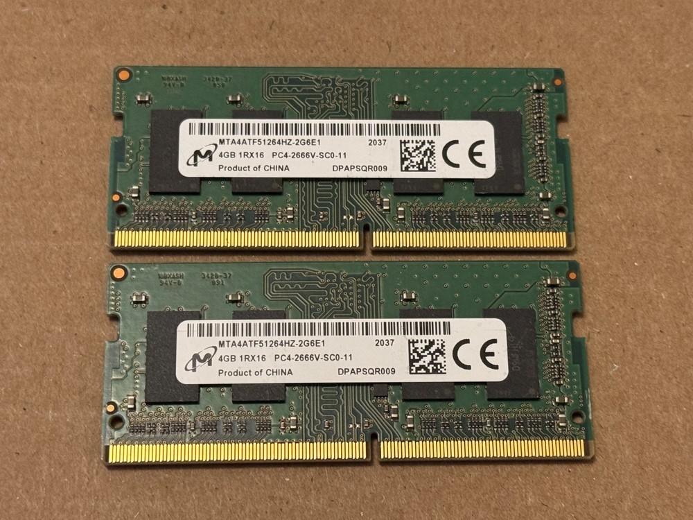 Micron 8GB (2x4GB) DDR4 2666MHz SO-DIMM Laptop Ram Memory | MTA4ATF51264HZ-2G6E1