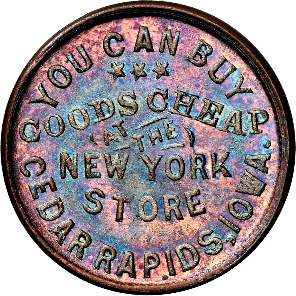 Cedar Rapids Iowa Civil War Token Reynolds R9 Rare State NGC MS65 RB Ex Hetrich