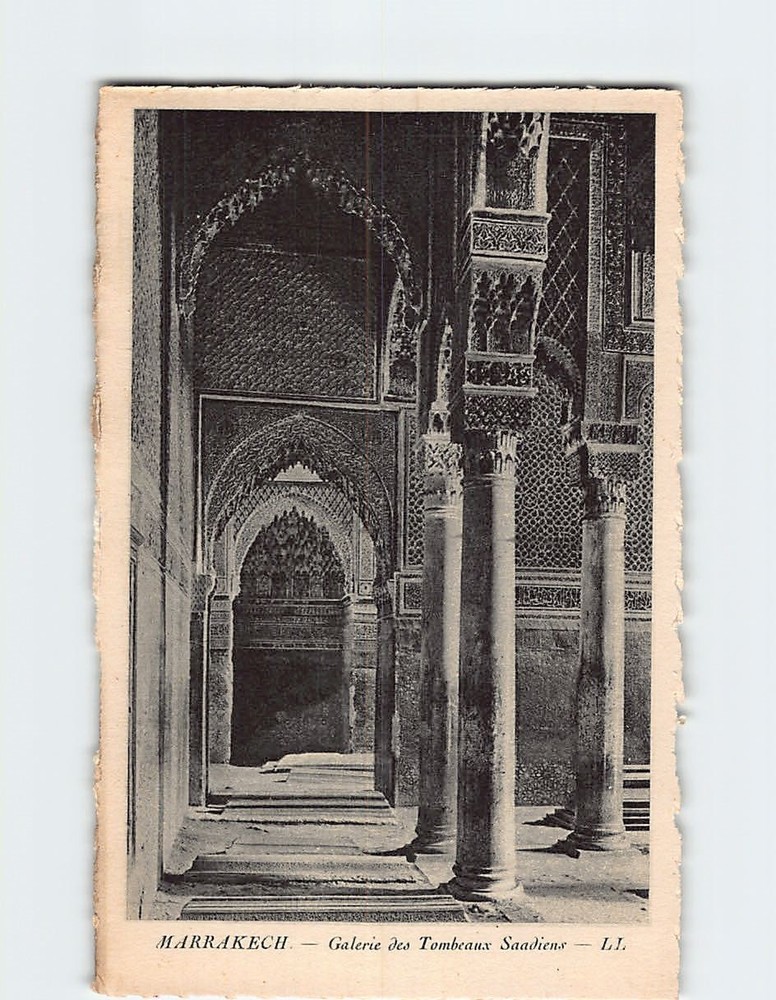 Postcard Galerie des Tombeaux Saadiens Marrakesh Morocco