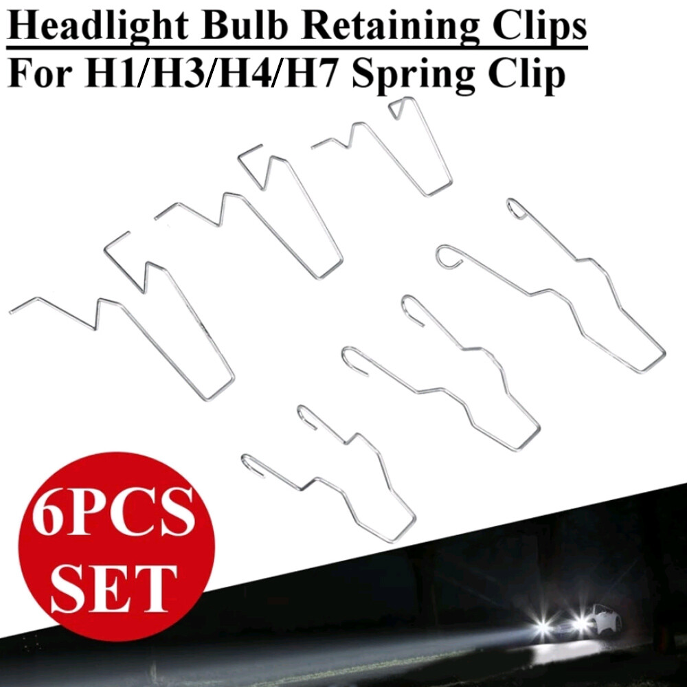 6Pcs H1 H3 H4 H7 Metal Headlight Bulb Retainer Spring Clips for Car Lamps