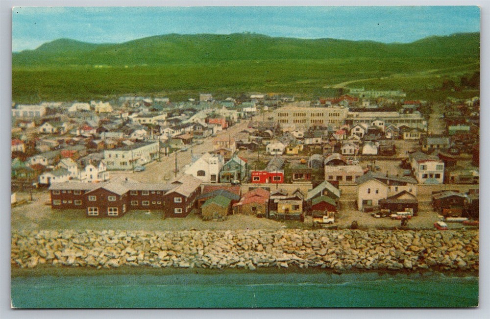 Aerial View Nome Alaska Gold Town Anvil Mountain C1950s Postcard AC11
