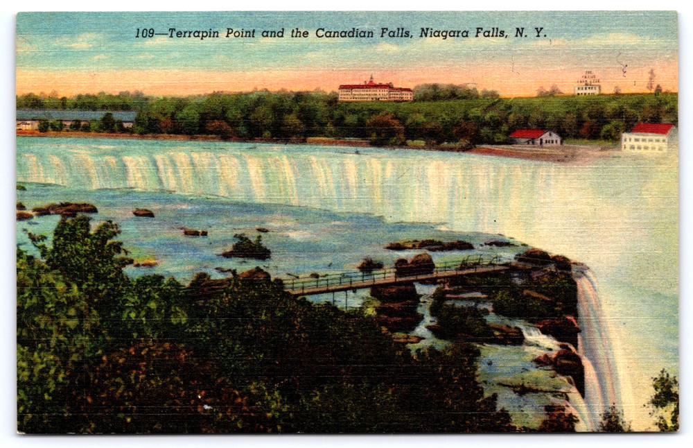 Niagara Falls New York Ny Terrapin Point And The Canadian Falls Vintage Postcard