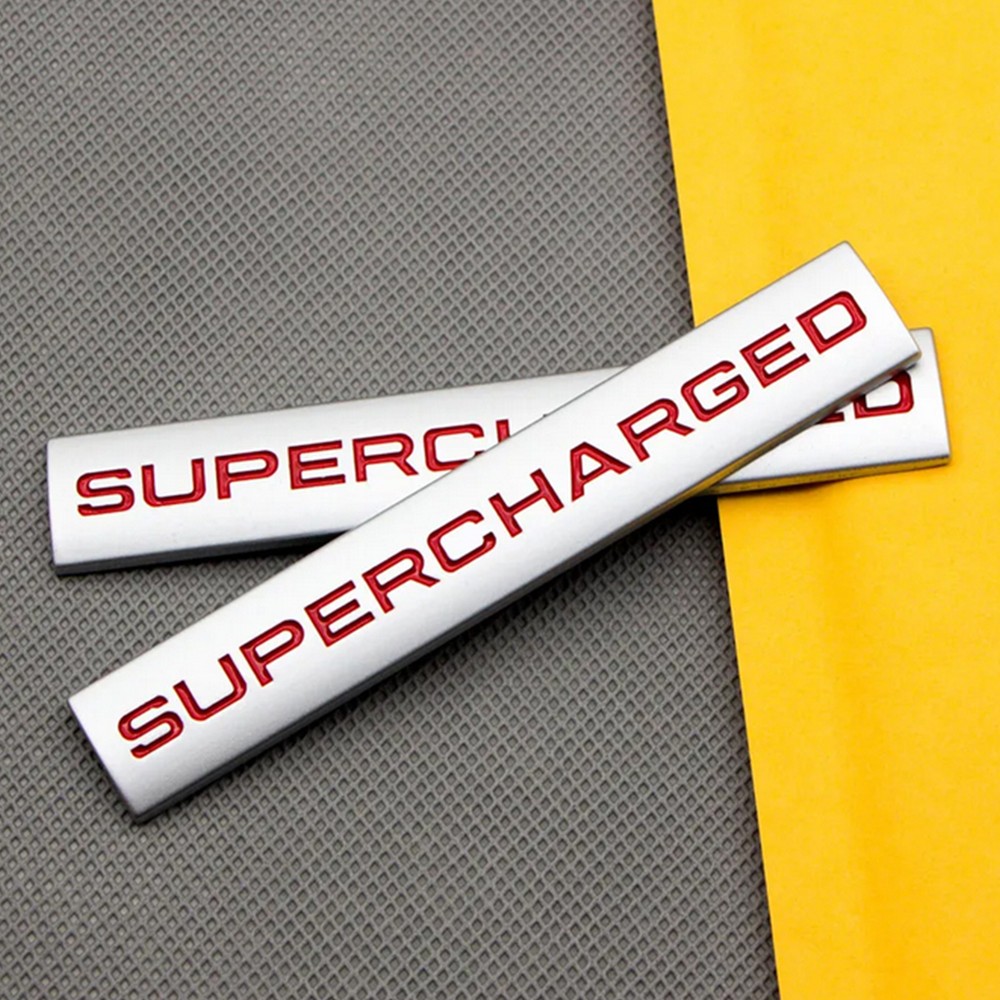 2x Metal Supercharged Car Trunk Fender Emblem Badge Decal Sticker Trims