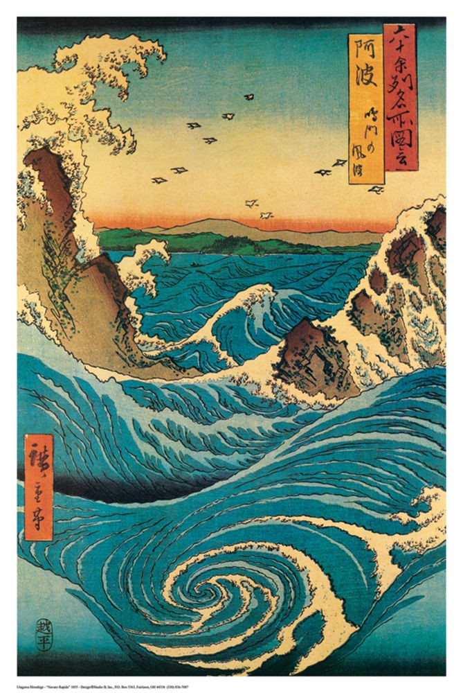 Poster Studio B - Hiroshige Navaro Rapids Japanese Sea Wave 24x36