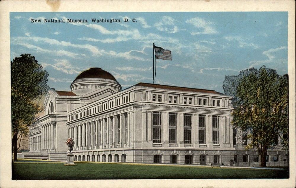Washington DC National Museum dome flag ~ 1920s vintage postcard