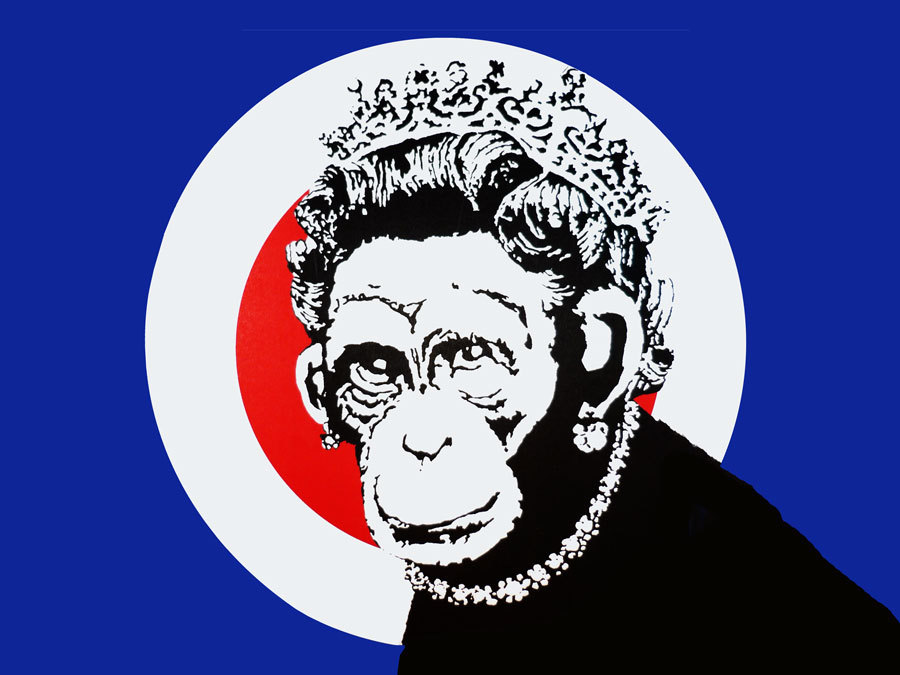 BANKSY Monkey Queen *FRAMED* CANVAS ART Poster landscape 18x12