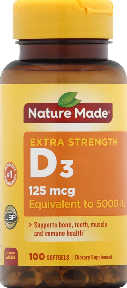 Vitamin D3 Dietary Supplement Softgels, 5000 I.U, 100 Count
