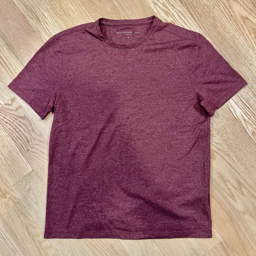 John Varvatos USA Crew Neck T-Shirt Men's Size M Heather Burgundy Red Casual