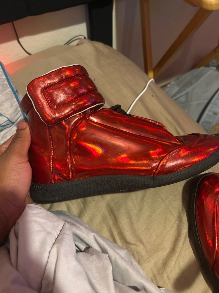 Maison Margiela Red High-Top Sneakers Men's US Size 10 Lace-Up