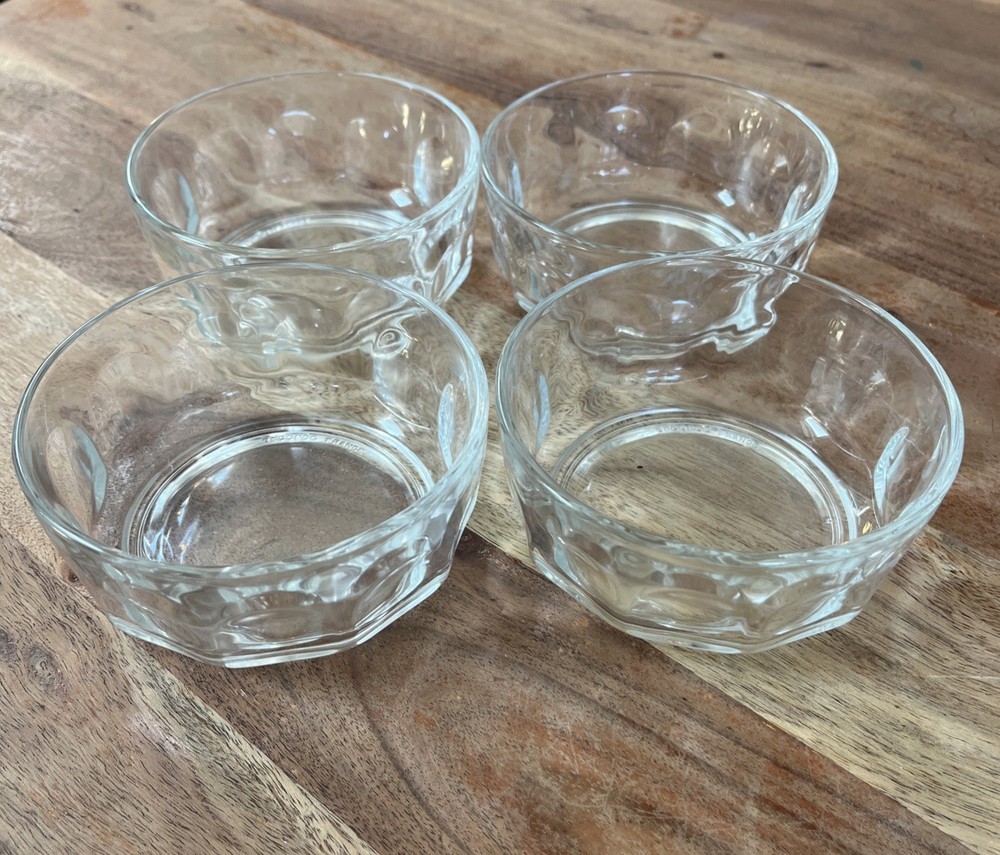 Set of 4 Vintage Arcoroc France Thumbprint Dessert Bowls 4.25” Diameter