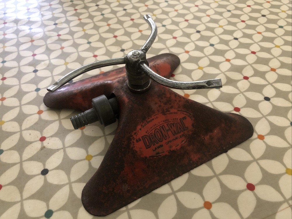 Vintage WALDRON CO BIRMINGHAM Metal Lawn Garden Water Sprinkler DRON-WAL