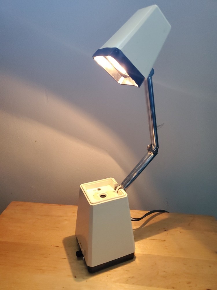 Vintage Pyramid Desk Lamp - Folding 70s Hi Lo Intensity Light - Works Great!