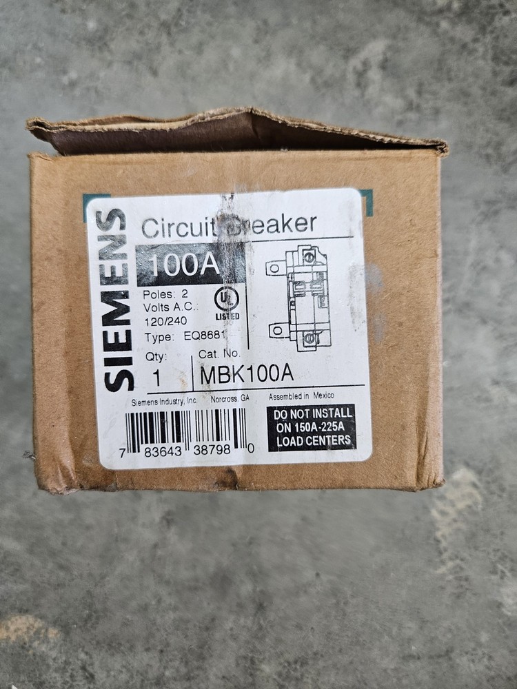 Siemens Mbk100A Circuit Breaker 100 Amp 2 Pole 120/240