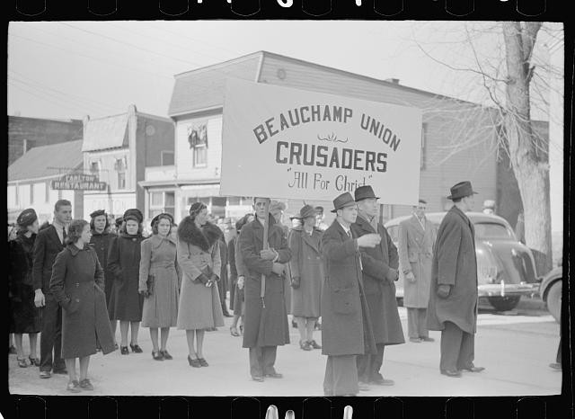 Religious parade,Romney,West Virginia,WV,Arthur Rothstein,Janaury 1939,FSA