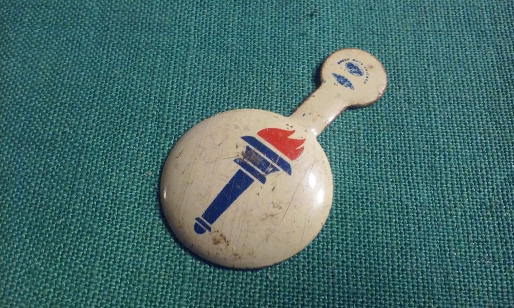Vintage Rare STANDARD OIL Torch Flame Logo Tin Metal Fold Lapel Pin