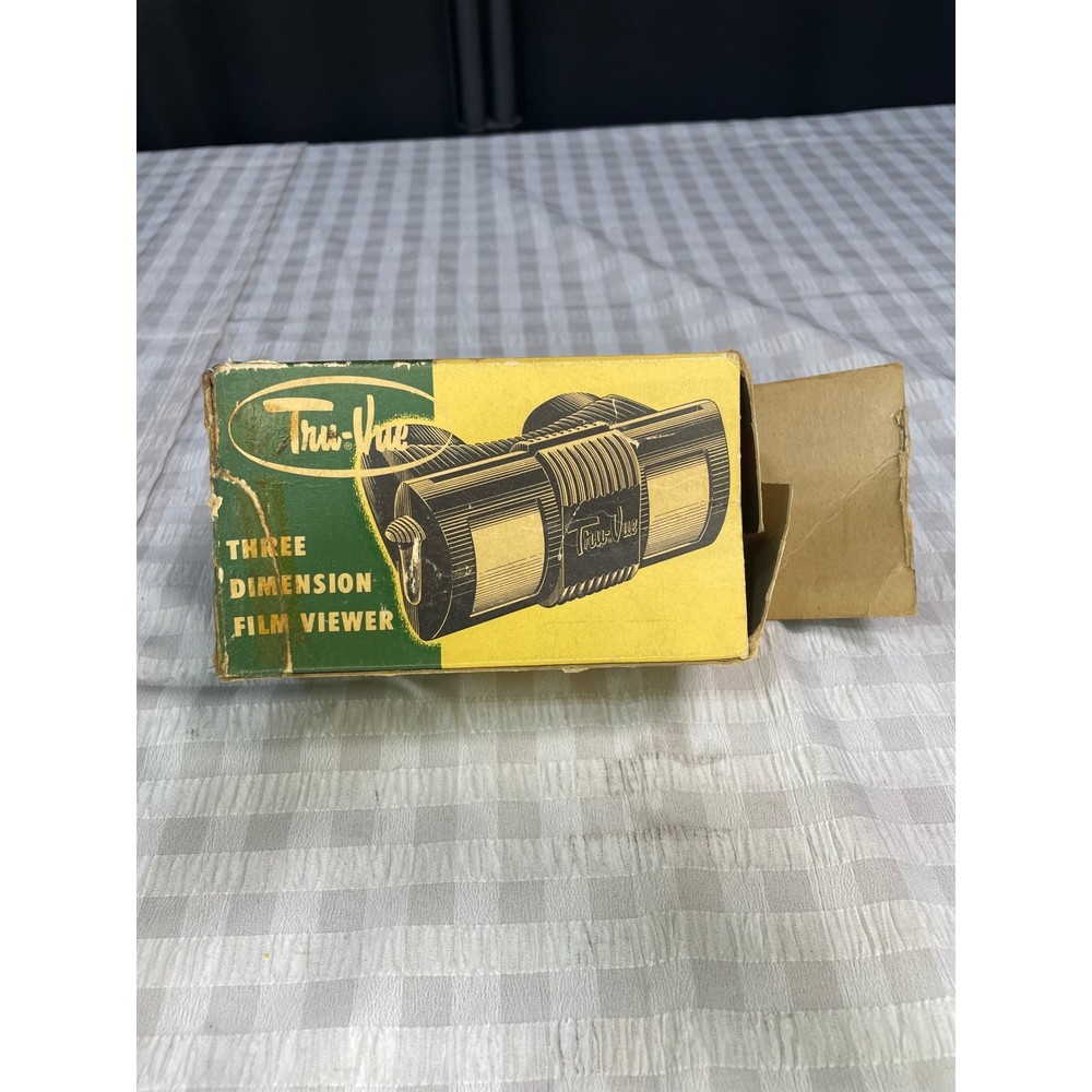 Vintage Tru-Vue Three Dimension Film Viewer with Original Box Black 3D Viewer