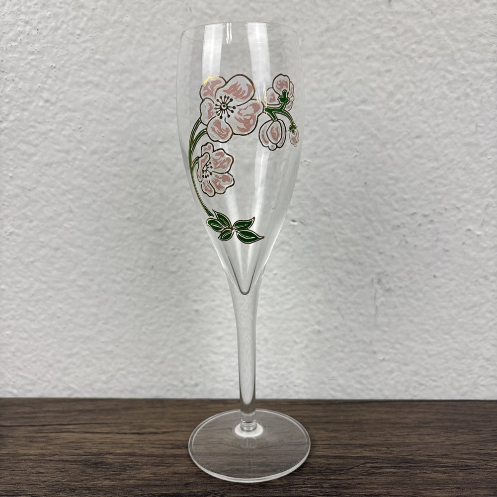 VTG Perrier Jouet Belle Epoque Champagne Flute Hand Painted Crystal France Glass
