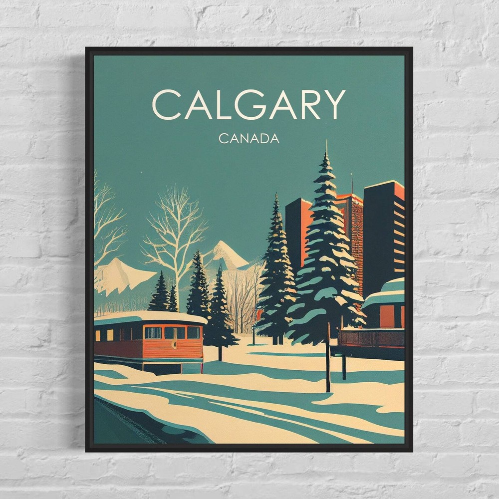 Calgary Canada Retro Art Print Calgary Wall Art Illustration Calgary Vintage
