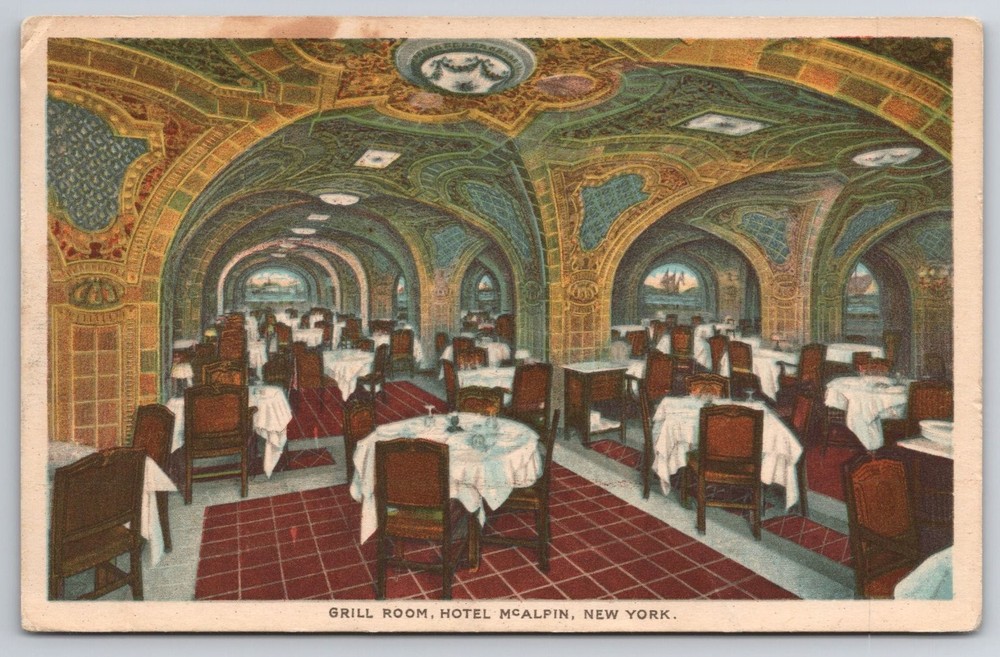 1925 Hotel McAlpin Grill Room NYC Postcard Posted New York City Architecture