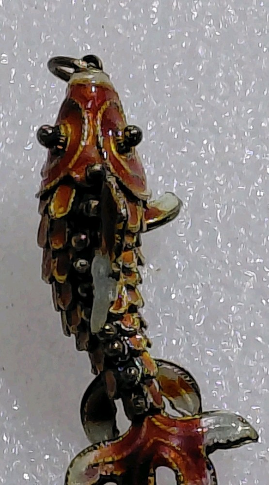Chinese Silver Enamel Koi Fish Pendant Articulated Cloisonne