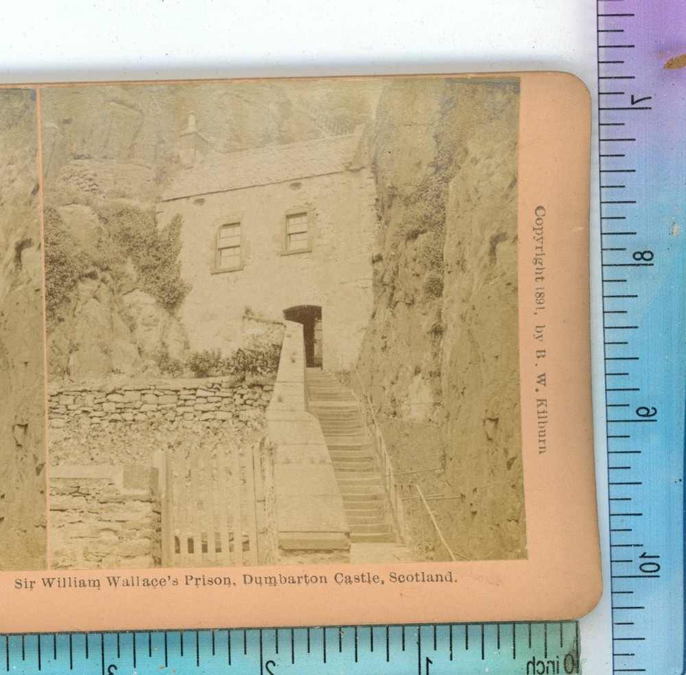 Sir William Wallace's Prison Dumbarton Castle Scotland B.W. Kilburn Stereoview