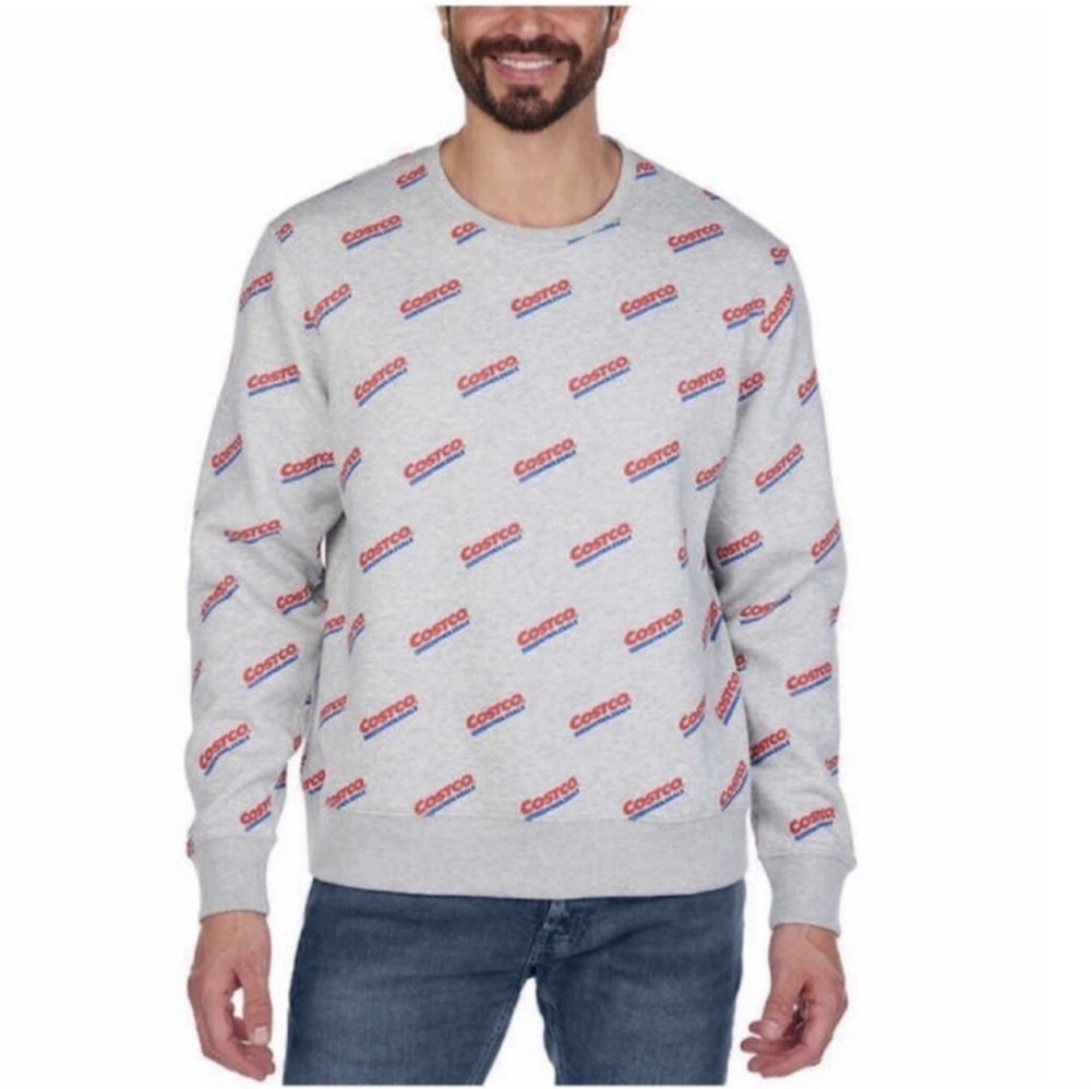 NWT Costco Wholesale Logo UNISEX Fleece Crewneck GRAY - Men L / Ladies XL