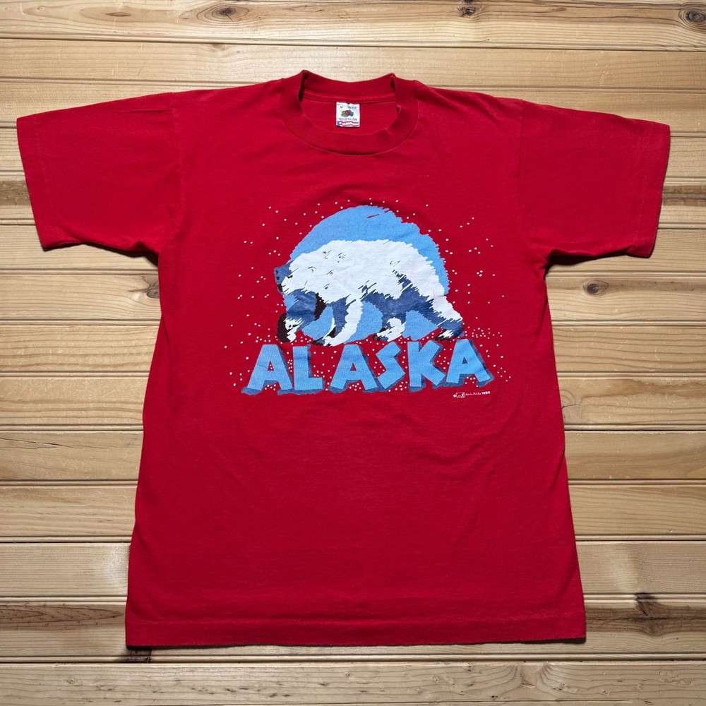 Vintage 1990 Alaska Polar Bear Single Stitch Graphic Souvenir T-Shirt USA Medium