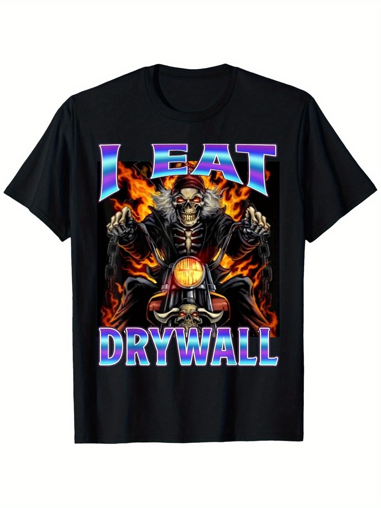 I Eat Drywall Funny Cringe Hard Skeleton Meme T-Shirt for Mens, Fashion Tre