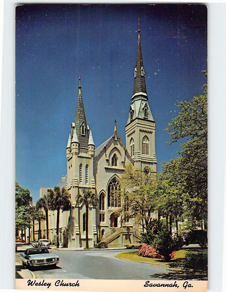 Postcard Wesley Monument United Methodist Church Savannah Georgia USA