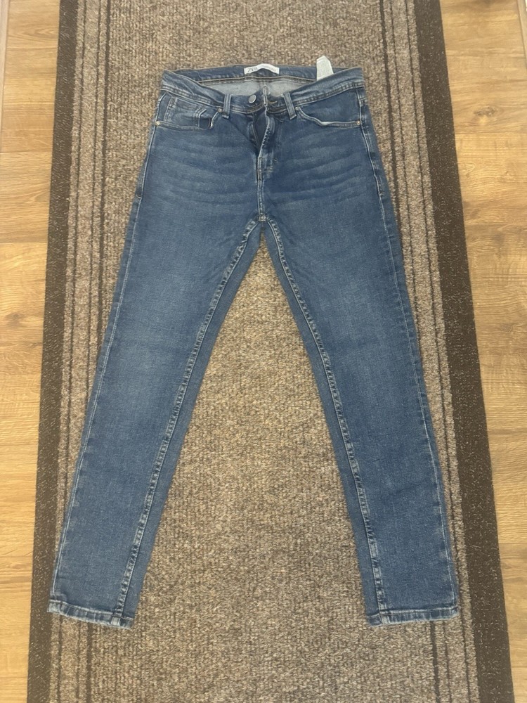 2 pairs of  Zara Man Blue Cotton Skinny Jeans Size eur40 (Uk12) Inside Leg 32