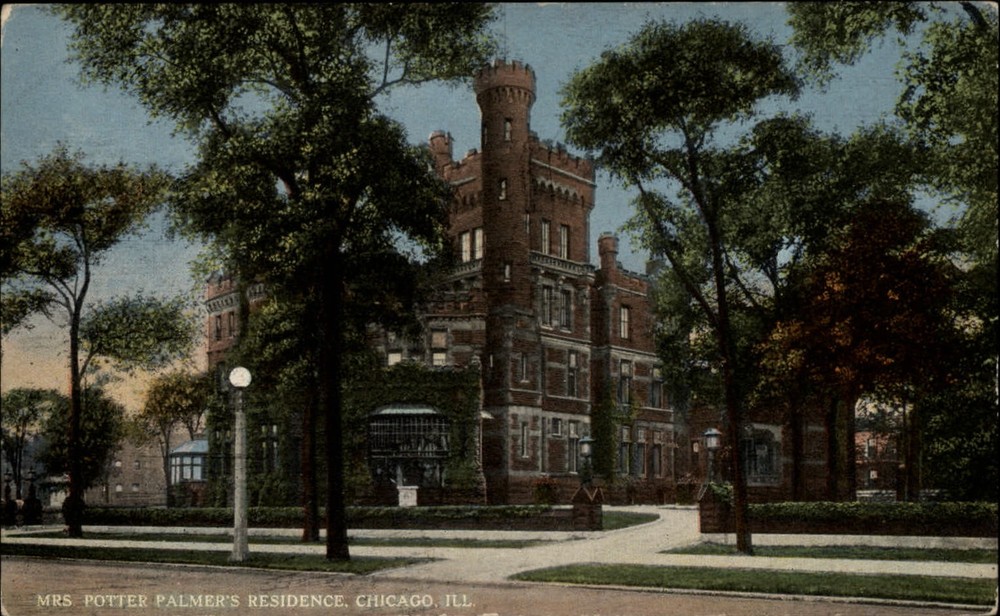 Mrs Potter Palmer's residence Chicago Illinois ~ c1910 postcard mansion turrets