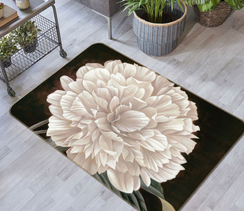 3D White Floral ZHUC1298 Game Non Slip Carpet Mat Photo Carpet Amy