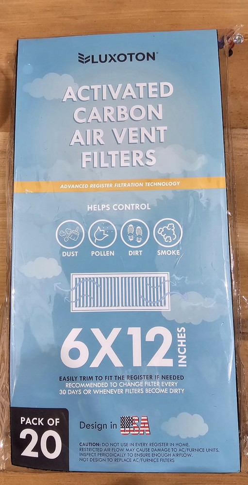 6 x 12 inch activated carbon ventilation filters for the home, floor ventilation