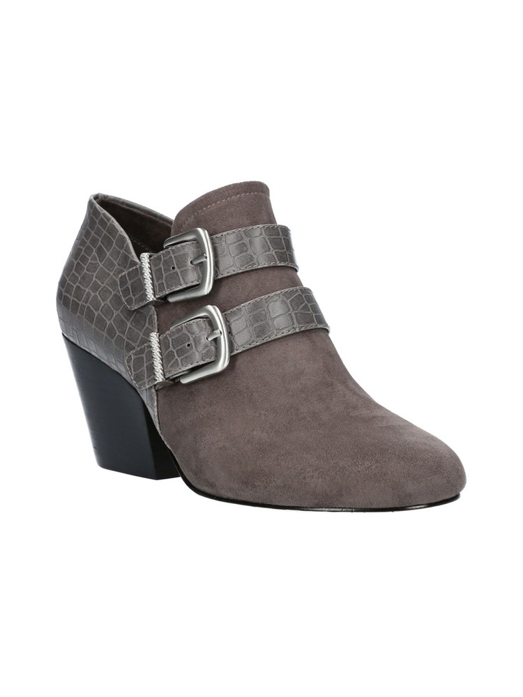 BELLA VITA Womens Gray Snake Skin Pattern Strap Accents Thea Booties 11 WW