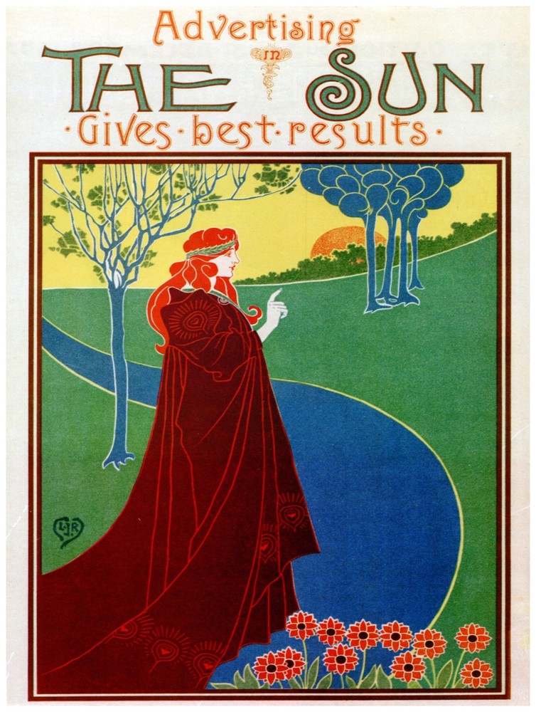 Quality Decoration Poster. Advertisement the Sun. Graphic Art Design Art. 1508