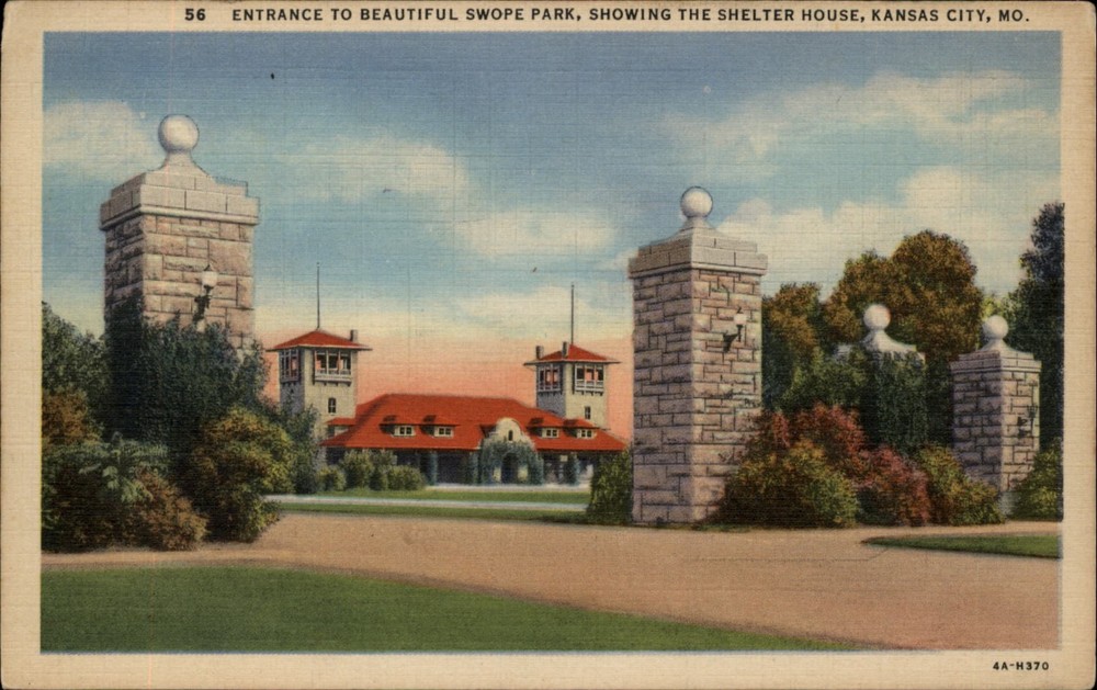 Swope Park Shelter House Kansas City Missouri vintage postcard z352