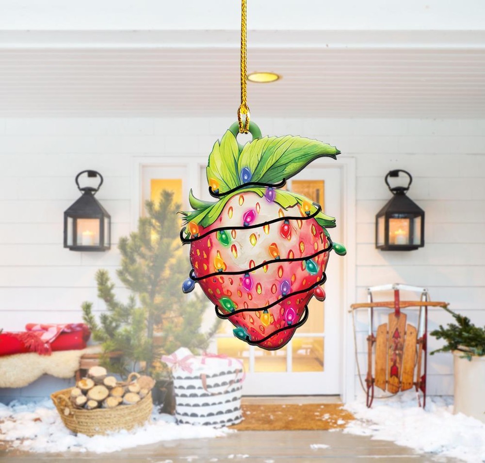 Strawberry Christmas Light Ornament  Christmas Tree Decor  Loved cute gift