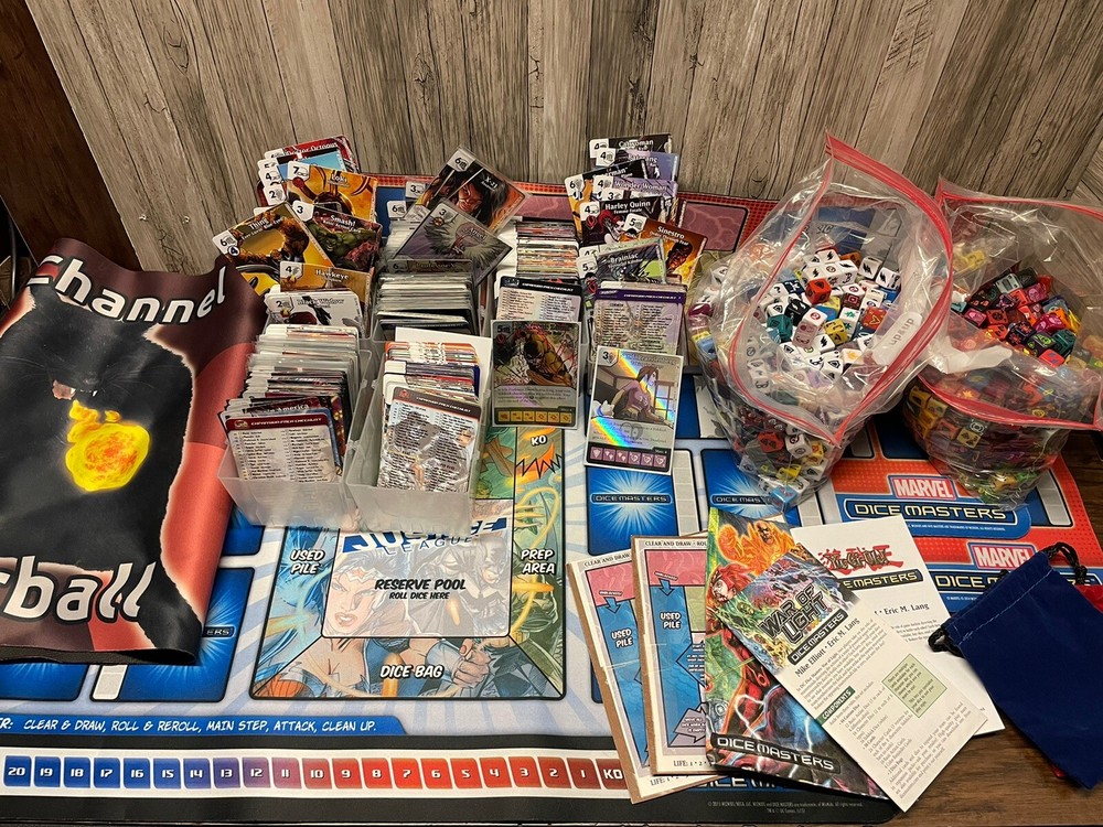 HUGE! Dice Masters Game LOT! 1200 Cards, 1200 Dice, 4 Mats, Pouches Etc! Heavy!