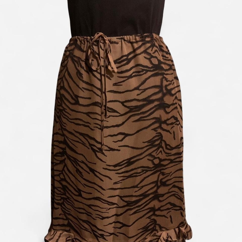 Vintage Bridgetown Collection 100% Silk Tiger Print Skirt